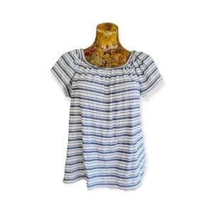 Max Studio top stripes large short sleeve scoop neck top